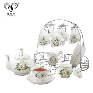 Lingge — service à thé en porcelaine, <span class=keywords><strong>théière</strong></span> en céramique à motif de fleurs sous glaçure, ensemble de tasses <span class=keywords><strong>et</strong></span> soucoupes, 15 pièces - Product Image 1