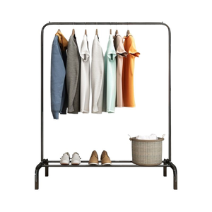 Porte-vêtements ménage <span class=keywords><strong>Simple</strong></span> suspendu cintre <span class=keywords><strong>Simple</strong></span> <span class=keywords><strong>Double</strong></span> pôle cintres <span class=keywords><strong>étagère</strong></span>s avec roue porte-vêtements - Product Image 6