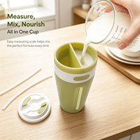 Gobelet portable grande capacité pour boissons froides avec double compartiment, graduations de mesure et paille à double ouverture