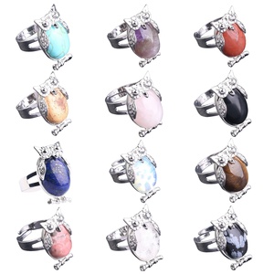All'ingrosso di alta qualità accessori di gioielli creativi di moda naturale forma ovale <span class=keywords><strong>gufo</strong></span> <span class=keywords><strong>anello</strong></span> - Product Image 1