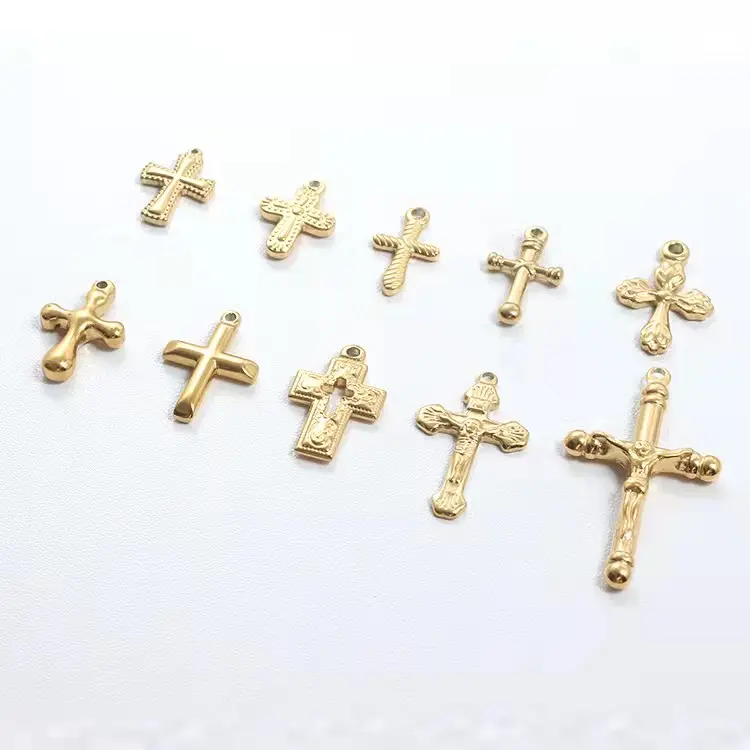 18K Gold Plated Stainless Steel Jesus Cross Pendant Charm Silver Pray Religious Pendant Christian Jewelry 2022 Factory Wholesale