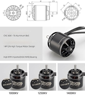 Moteur Brushless Flashhobby Durable 12N14P D3542EVO 2S 4S 1000KV 1400KV à arbre M5 de 13 pouces pour avion RC à longue portée