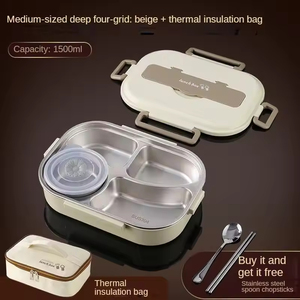 Ready Ship 1L Rectangle Adult Office Stainless Steel Kids School Bento <b>Lunch</b> <b>Box</b> Insulated Bag BPA Free Heatable Leak Proof - Product Image 6