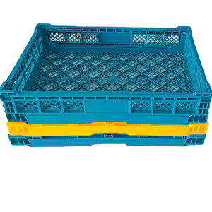 600*400*210MM custom logo foldable crate collapsible foldable crates plastic heavy duty foldable chicken transport crates