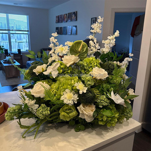 Decoración Floral Realista para el Pasillo de Boda, <span class=keywords><strong>Ramo</strong></span> de <span class=keywords><strong>Flores</strong></span> Artificiales Verdes y Blancas de 70 cm para Eventos de Boda - Product Image 6