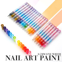 Ensemble de 18 marqueurs pour nail art, pointe extra fine de 0,5 mm, à base d'eau, séchage rapide, stylos de peinture pour ongles DIY