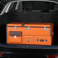 Organisateur de coffre de voiture universel, organisateur de voiture portable, organisateur d'accessoires de voiture, boîte de rangement pour voiture avec glacière en cuir pour SUV et berlines