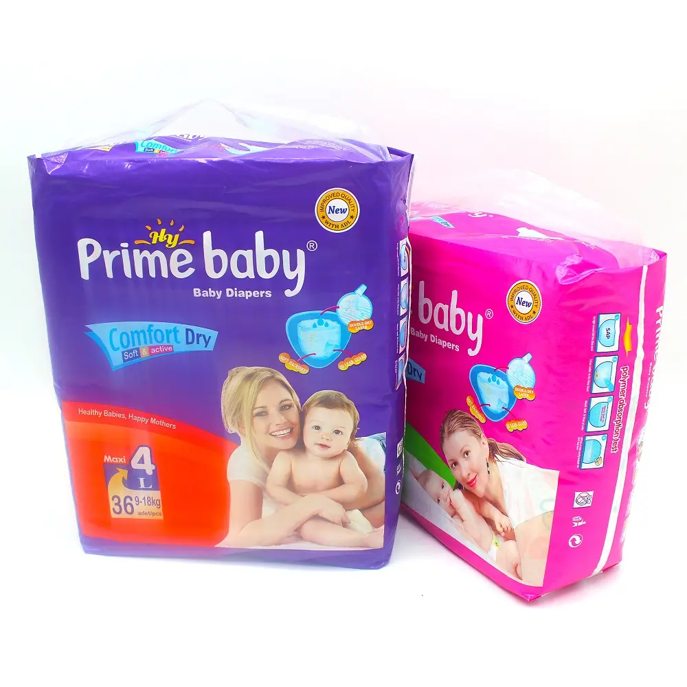 Fabrik preis Großhandel Prime Baby Wegwerf windel L Größe Baby Pad PE Backs heet mit Wetness Indicator PP Tape Babys Windeln