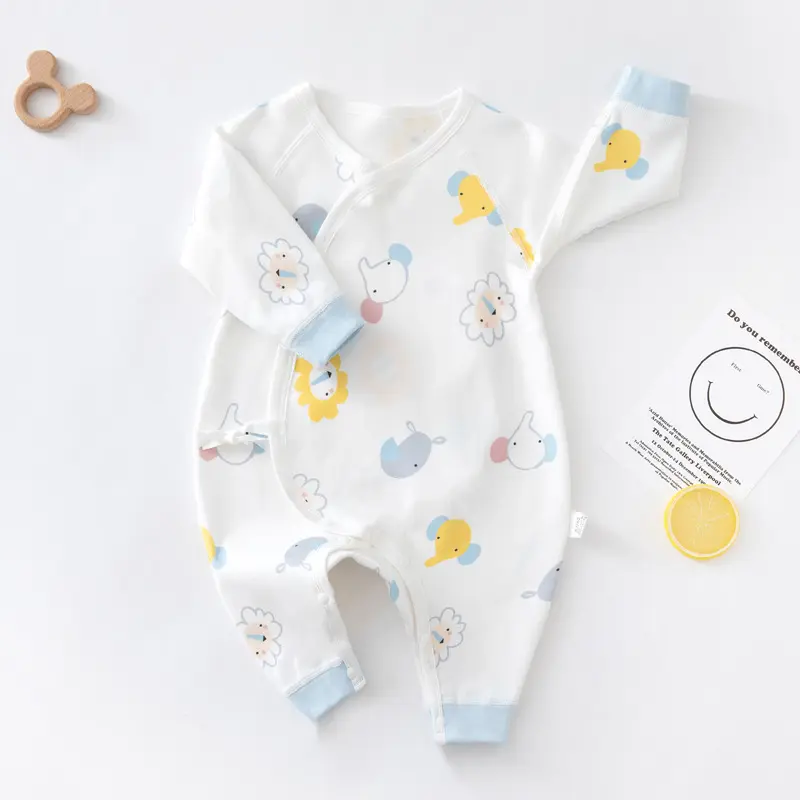 Newborn baby clothes spring and autumn long sleeved one piece butterfly pyjamas climbing clothes cotton baby clothes