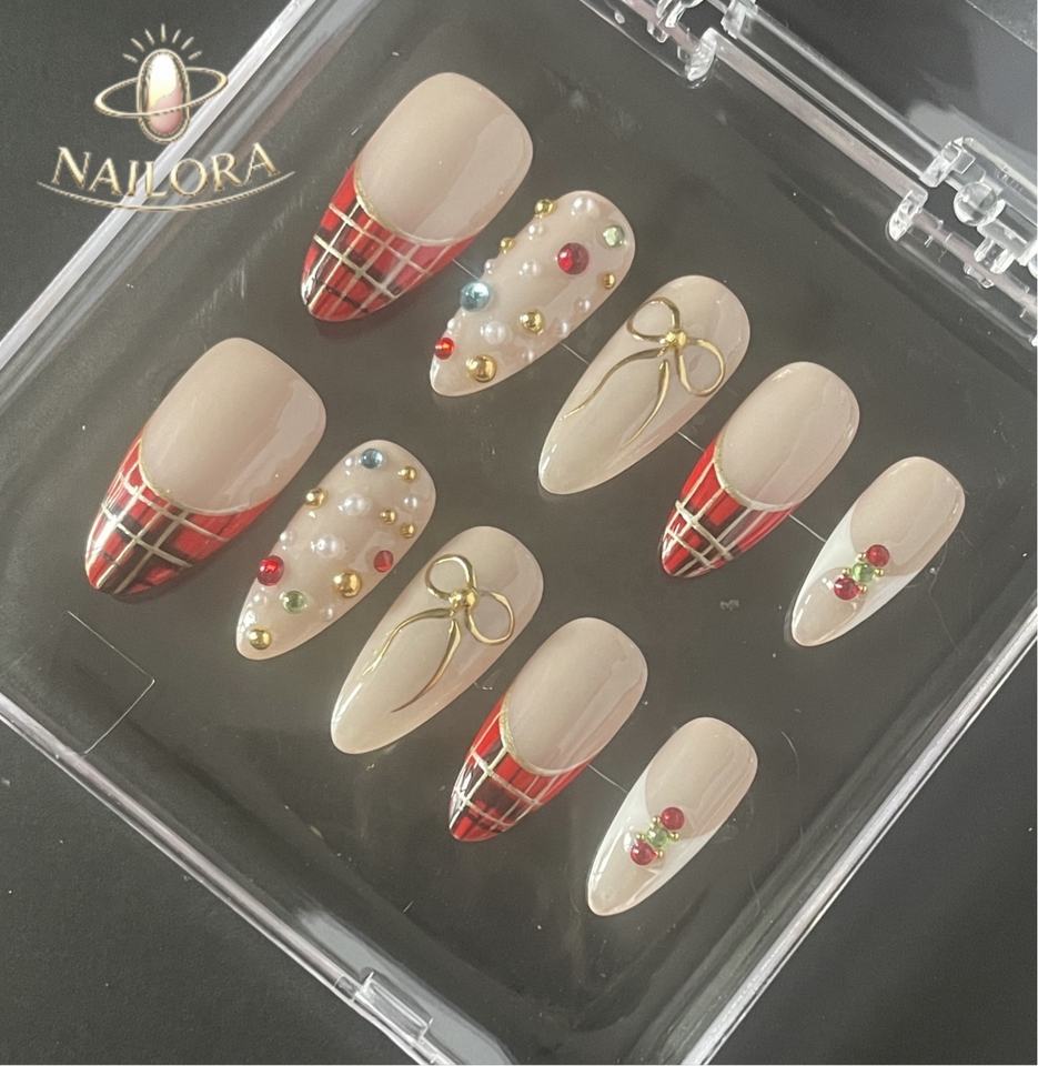 Luxury Handmade Press On Nails Fully Hand Painted Almond Custom False ...