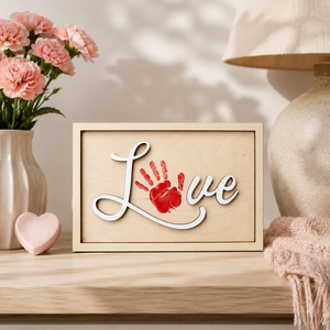 กรอบรูปไม้สำหรับพิมพ์มือเด็ก ของที่ระลึก DIY งานศิลปะพิมพ์มือครอบครัว ของขวัญวันแม่ ตกแต่งผนังบ้าน - Product Image 5