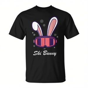 Camiseta Ski Bunny con diseño de cara de esqui y snowboard, color negro, unisex, talla para adultos - Product Image 2