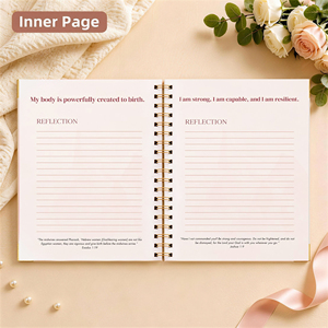 <span class=keywords><strong>Journal</strong></span> de <span class=keywords><strong>grossesse</strong></span> <span class=keywords><strong>et</strong></span> de <span class=keywords><strong>naissance</strong></span> personnalisé avec couverture en papier illustré rose, spirale double, dorure à chaud <span class=keywords><strong>et</strong></span> coins renforcés - Product Image 4