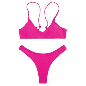 2026 Ensemble de bikini deux pièces triangle pour femme, <span class=keywords><strong>mini</strong></span> halter, <span class=keywords><strong>string</strong></span>, imprimé, avec liens, maillot de bain personnalisé - Product Image 2