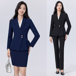 Women's Suit Set Professional Workwear Black Polyester Anti-Wrinkle Commute Uniform Women's Business Wear - Product Image 1