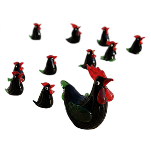 Adornos de Animales de Cristal Negro de Murano con Forma de Gallina y Gallo Creativos, Decoración para Sala de Estar y Hogar, Artesanía de Cristal Pulido de Marca C - Product Image 1