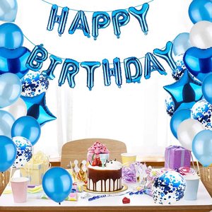 Joyeux <span class=keywords><strong>Anniversaire</strong></span> Bleu Ballons En Latex Ballons de Numéro De Feuille Bébé Garçon Fille Première Fête D'<span class=keywords><strong>anniversaire</strong></span> Décorations Mes 1 An Fournitures - Product Image 4