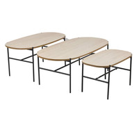 Petite table basse ovale en noyer, style antique, en travertin et béton, avec miroir, pour salon, style moderne