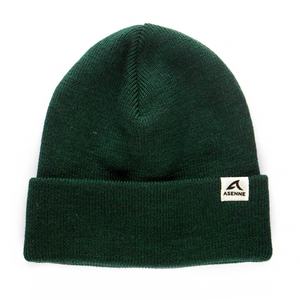Winter Toque Knitted <b>Hats</b> Custom <b>Green</b> Beanie With Woven Label - Product Image 1