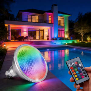 Projecteurs <span class=keywords><strong>LED</strong></span> RGBW PAR38/PAR30 en aluminium avec télécommande, étanches IP65, dimmables, encastrables, pour intérieur et extérieur - Product Image 1