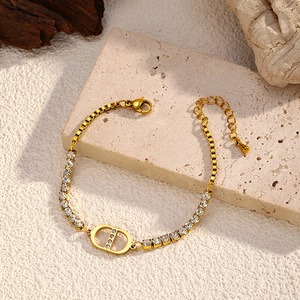 Pulsera de Cadena de Eslabones de Acero Inoxidable con Diamantes para Mujer, Estilo Ligero y Lujoso, a la Moda, Combinable con Todo, Joyería Exquisita <span class=keywords><strong>al</strong></span> <span class=keywords><strong>por</strong></span> <span class=keywords><strong>Mayor</strong></span> - Product Image 5