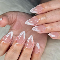 Venta al por mayor: 24 Uñas Postizas Largas Tipo Ataúd/Bailarina de Lujo con Cobertura Completa, Set de Arte de Uñas con Adhesivos, Personalización OEM ODM