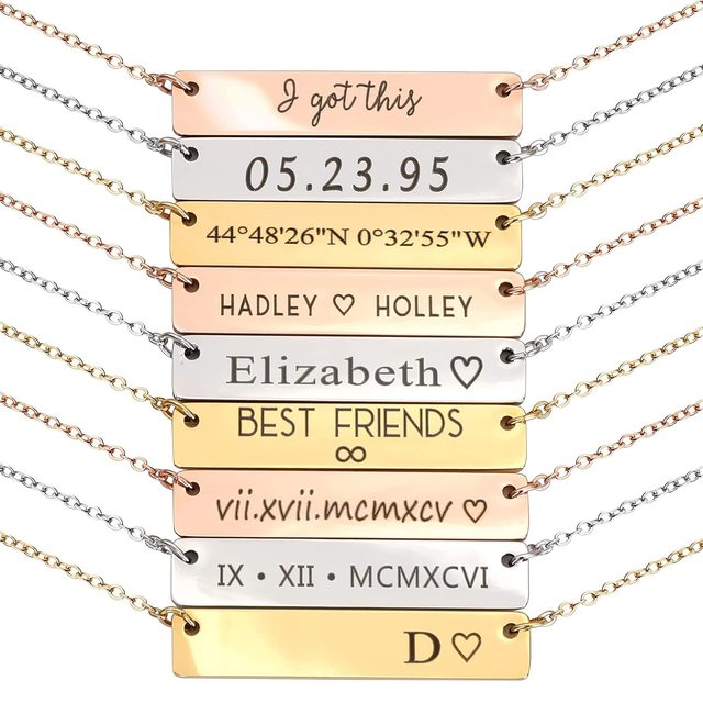 Customized Engraved Jewelry Gold Pendant Charms Letters Stainless Steel Necklace