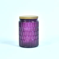 Vente en gros de pots à bougies aromatiques en verre givré coloré avec couvercle en fer ou en bambou pour la décoration de la maison DIY