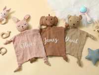 Couverture de Sécurité en Mousseline Bio pour Bébé, Doudou Personnalisable Lion Lapin, Tissu Tricoté, Literie pour Usage Cadeau, Vente en Gros