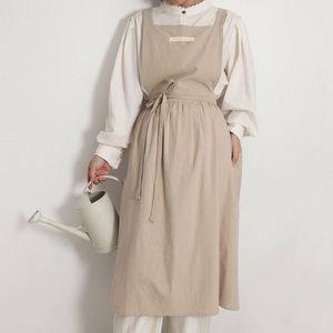 Hot Sale Custom Logo 100% Cotton Soft Breathable Adjustable Waist Strap Women <b>Kitchen</b> <b>Apron</b> with Pockets - Product Image 1