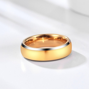 Bague en acier tungstène pour femme, 6 mm 8 mm, bicolore or noir, tendance, polyvalente, bijou cadeau - Product Image 2