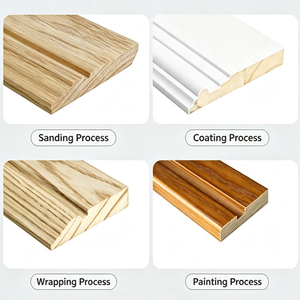 Plinthe en <span class=keywords><strong>bois</strong></span> massif traité, décorative, blanche, anti-humidité, pour revêtement mural ou peinture, vente en gros - Product Image 2