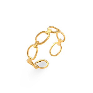 Multi Layer Hollow Open <b>Adjustable</b> Stainless Steel <b>Ring</b> 18K Gold Plated Minimalist Stackable Trendy Finger Jewelry For Women - Product Image 1