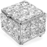 Métal de qualité supérieure avec Kit de maquillage en cristal boîte de rangement filles femmes boîte à bijoux maison collier boucle d'oreille boîte à souvenirs