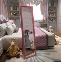 Miroir sur pied tendance en argent massif, avec cadre en bois fait main, couleur personnalisée, mobilier de dressing au design moderne