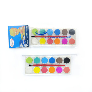 Ensemble de 12 couleurs de peinture à l'eau solides pour enfants, pigments d'aquarelle sur toile, papier, verre - Product Image 2