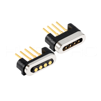 Konektor Data Magnetik HYTEPRO M411H Straight 4 Pogo Pin, Lubang Tembus 3A 5 hingga 24V Sinkronisasi Daya & Data untuk Elektronik Industri