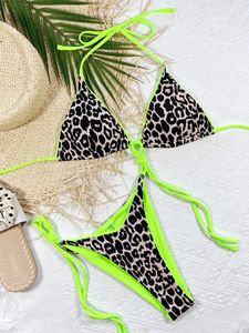 <strong>Sexy</strong> Leopard Micro Bikini 2023 Women Swimsuit Female Swimwear Thong Bikinis Set Brazilian Halter Beach Wear Lace up <strong>Bathing</strong> <strong>Suit</strong>