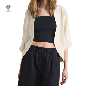 Maglione da <span class=keywords><strong>donna</strong></span> in <span class=keywords><strong>maglia</strong></span> Kimono leggero Kimono Bolero Jersey di cotone lavorato a <span class=keywords><strong>maglia</strong></span> con manica corta estiva personalizzata all'ingrosso - Product Image 1