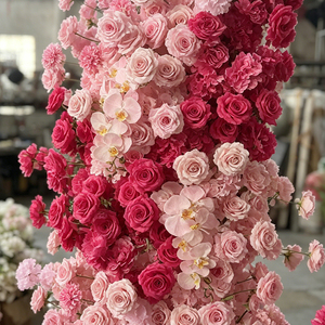 Promise Handmade <b>Artificial</b> <b>Flower</b> Pillar Arch Mixed Pink Red Roses Romantic Dreamy Wedding Decoration Reusable Recyclable - Product Image 4