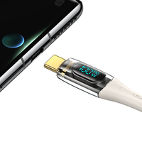 Kabel Data USAMS SJ591 Harga Grosir 5A Pengisian Cepat Layar Digital Transparan 2m Dual PD Tipe-C ke Tipe-C