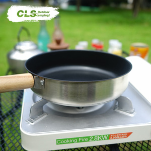 Cls Outdoor <b>Camping</b> Non Stick Frying Pan Stainless Steel Portable For Induction And <b>Gas</b> Stove - Product Image 3
