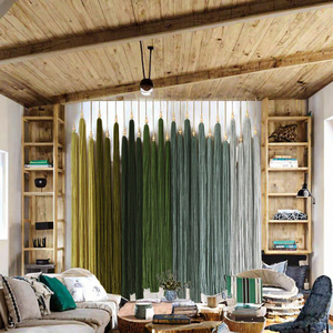 Décoration murale verticale en macramé bohème, en coton vert, avec perles, tapisserie en fil, pour anniversaire et célébrations - Product Image 3