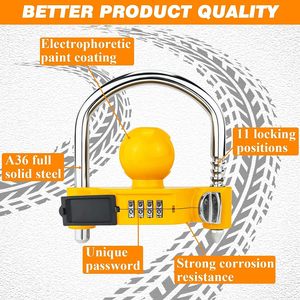 Hitch Lock With Combination 2 Inch Steel Yellow Travel Trailer Boat Truck Security <b>Padlock</b> - Product Image 3