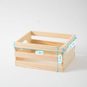 Petite <span class=keywords><strong>caisse</strong></span> <span class=keywords><strong>en</strong></span> <span class=keywords><strong>bois</strong></span> de pin naturel poli avec poignées découpées, bac de rangement ouvert à lattes, pour bureau, artisanat, jouets, mini, Fête des Pères - Product Image 4