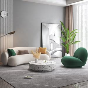 घरेलू फर्नीचर आधुनिक डिजाइन लिविंग रूम सेट नॉर्डिक 4 सीटर अद्वितीय आरामदायक कपड़े मखमली सफेद सोफा - Product Image 4