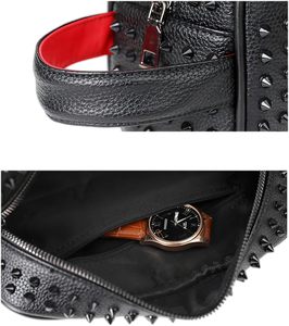 Produits tendance : Sacs à main pour hommes rivetés, sacs à main en cuir imperméables pour hommes avec fermeture à glissière - Product Image 6