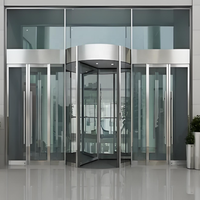 Pasokan Langsung Pabrik Pintu Putar 3 Sayap Aluminium Alloy Manual Kaca Ganda Tempered Glass Modern untuk Mal Rumah Sakit