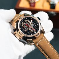 Montre sport mécanique automatique de luxe pour homme RGA3591L, bracelet en cuir/caoutchouc or rose, cadran analogique