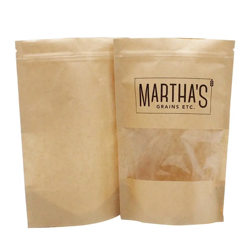 Bag Paper Bag Kraft Packaging Bags Stand Up Pouch Ziplock Food Small Brown Paper Bag With Window